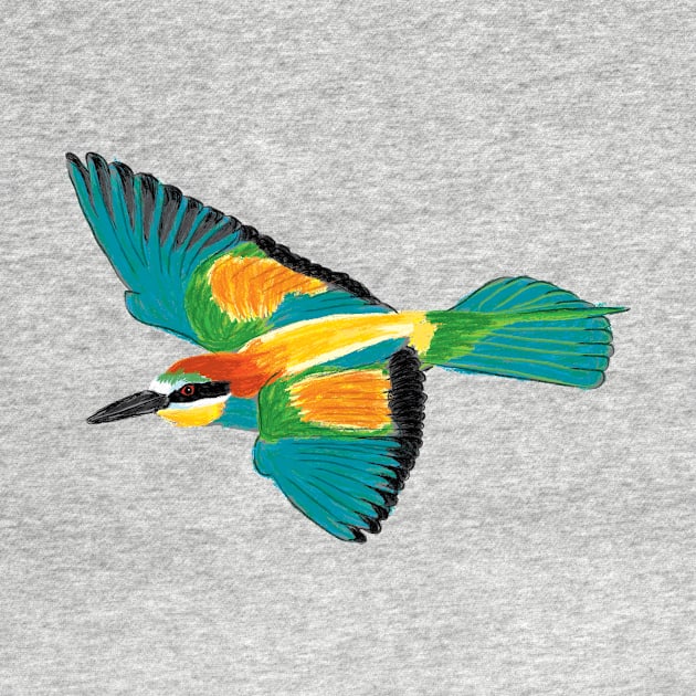 Nice Artwork showing an European Bee-Eater in Flight I by JDHegemann